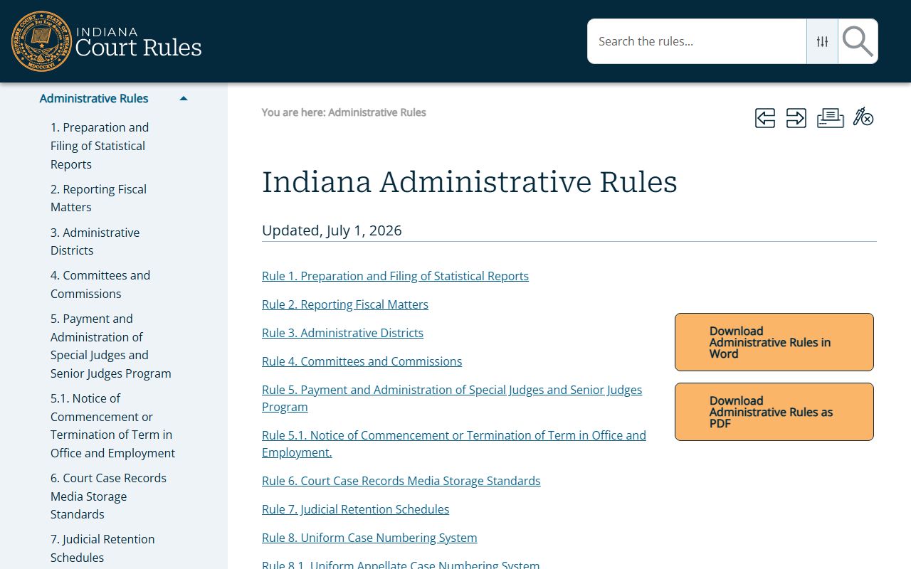 Howard County court dockets Administrative Rule source