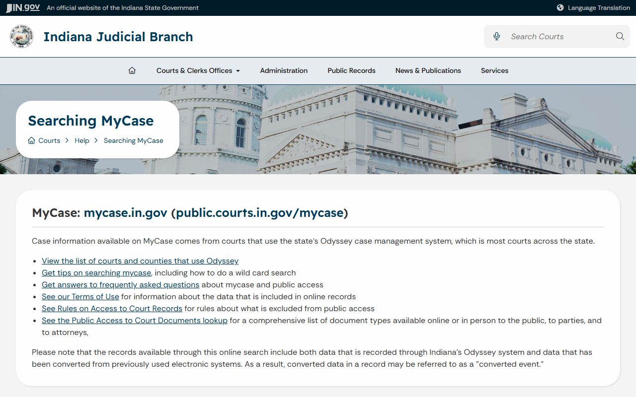 Howard County court records MyCase help source