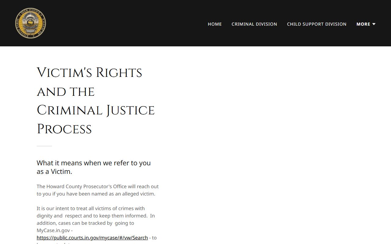 Howard County criminal court records victim services source
