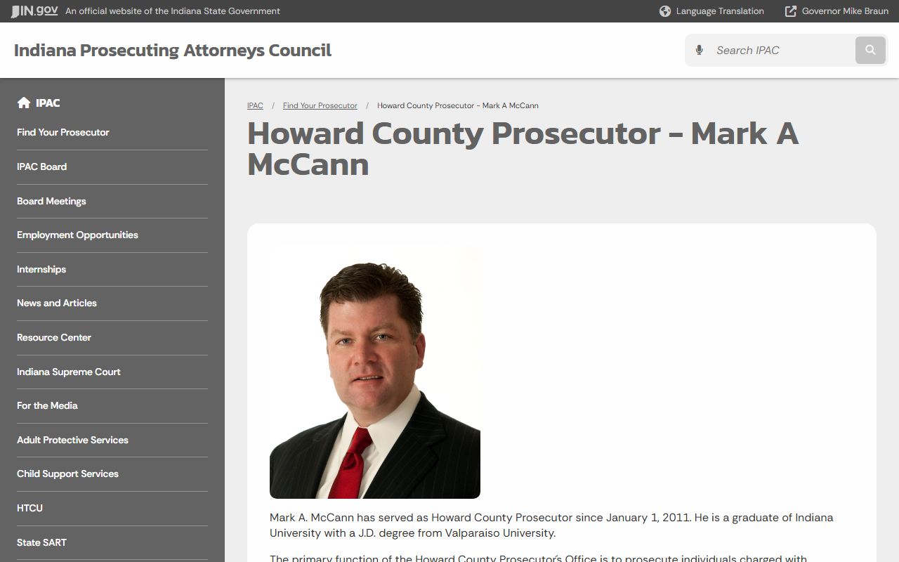 Howard County criminal court records Mark McCann prosecutor profile source