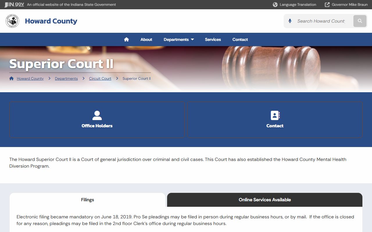 Howard County district court records Superior Court II page