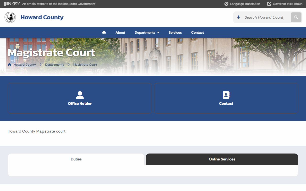 Howard County district court records Magistrate Court page