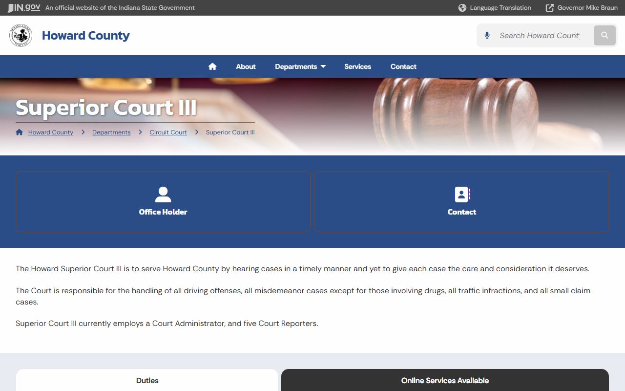 Howard County district court records Superior Court III page