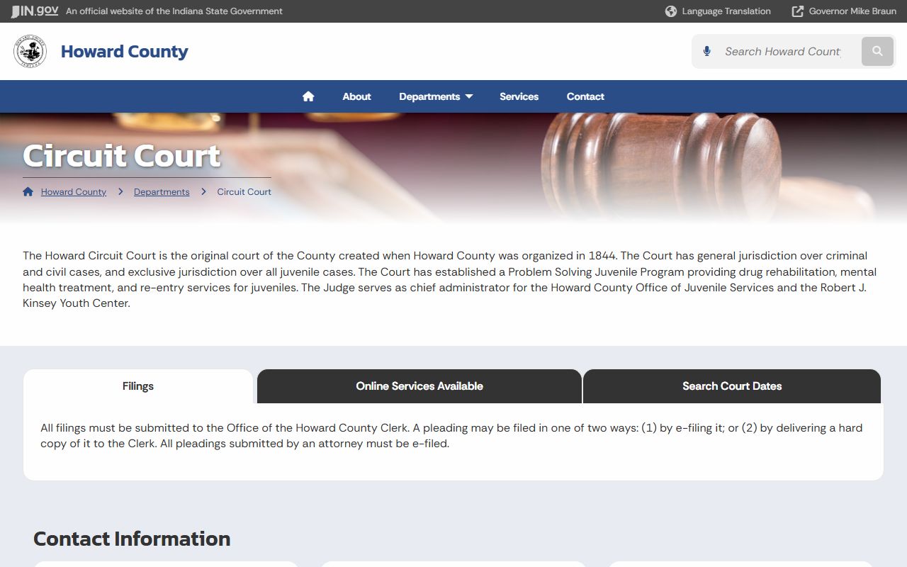 Howard County court records Circuit Court page