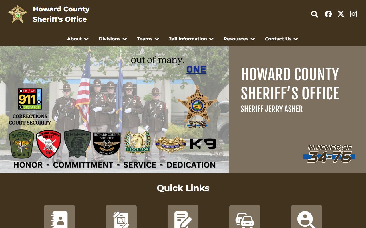 Howard County inmate and warrant records sheriff office page