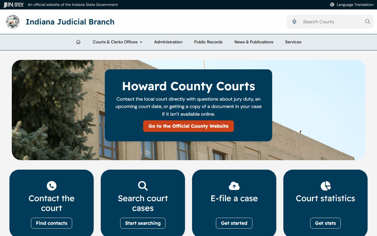 Howard County court records Indiana Judicial Branch local page