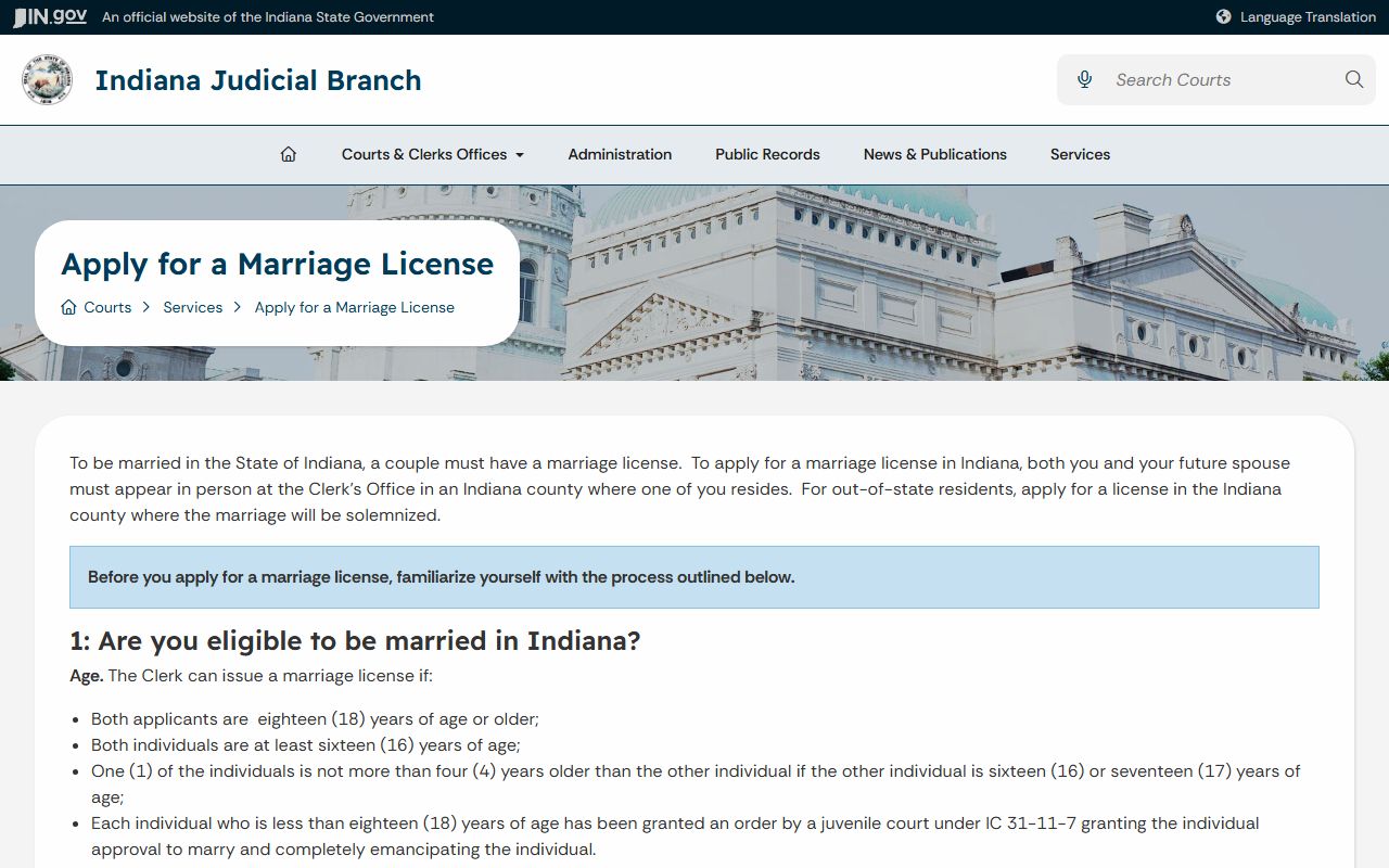 Howard County marriage records Indiana marriage license application page