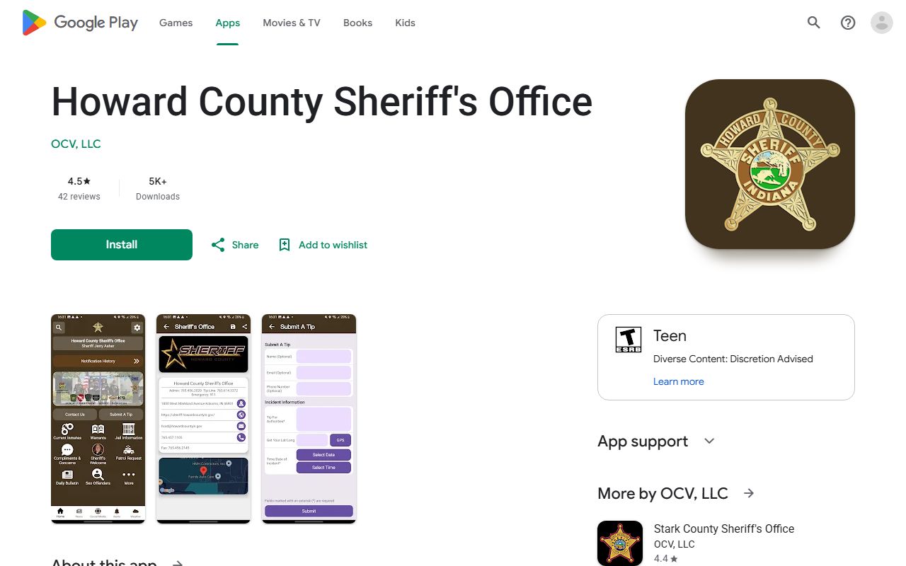 Howard County traffic court records sheriff app Google Play listing