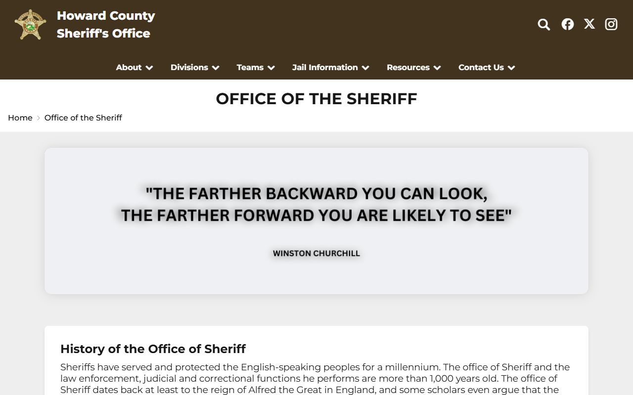 Howard County warrant records sheriff office page